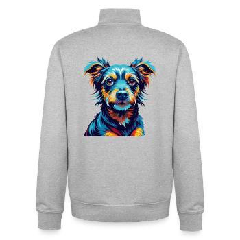 Tyroler Bracke Hunderasse Bunte Karikatur Kawaii - Unisex Organic Zip Sweatshirt von Stanley/Stella - Grau meliert - Hinten - AI Model Male 185 light (185cm)
