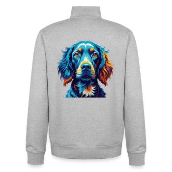 Boykin Spaniel Hunderasse Bunte Karikatur Kawaii - Unisex Organic Zip Sweatshirt von Stanley/Stella - Grau meliert - Hinten - AI Model Male 185 light (185cm)