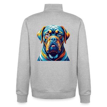 Bordeauxdogge Hunderasse Karikatur Kawaii - Unisex Organic Zip Sweatshirt von Stanley/Stella - Grau meliert - Hinten - AI Model Male 185 light (185cm)
