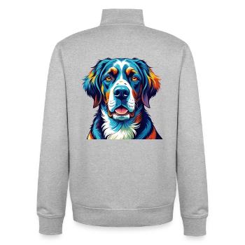 Deutsche Bracke Hunderasse Bunte Karikatur Kawaii - Unisex Organic Zip Sweatshirt von Stanley/Stella - Grau meliert - Hinten - AI Model Male 185 light (185cm)