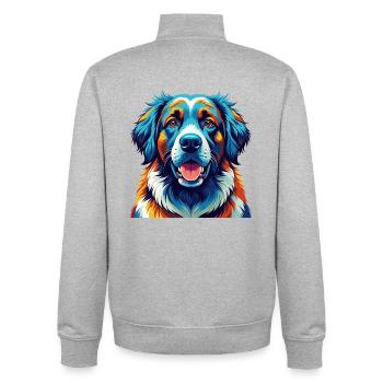 Große Pyrenäen Hunderasse Bunte Karikatur Kawaii - Unisex Organic Zip Sweatshirt von Stanley/Stella - Grau meliert - Hinten - AI Model Male 185 light (185cm)