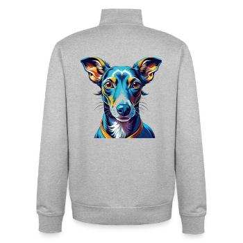 Italian Greyhound Dog Breed Cartoon Kawaii - Unisex Organic Zip Sweatshirt by Stanley/Stella - heather grey - Back - AI Model Male 185 light (185cm)