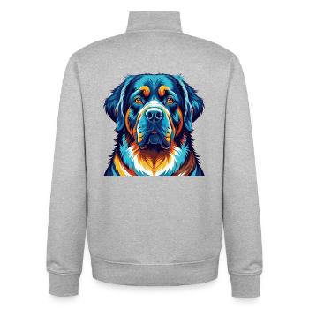 Kumaon Mastiff Hunderasse Bunte Karikatur Kawaii - Unisex Organic Zip Sweatshirt von Stanley/Stella - Grau meliert - Hinten - AI Model Male 185 light (185cm)