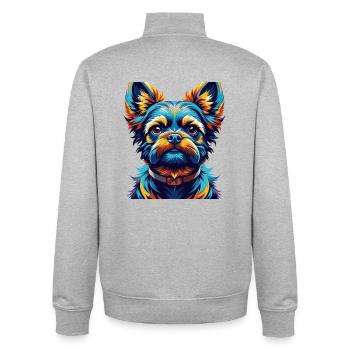 Lapinporokoira Hunderasse Bunte Karikatur Kawaii - Unisex Organic Zip Sweatshirt von Stanley/Stella - Grau meliert - Hinten - AI Model Male 185 light (185cm)