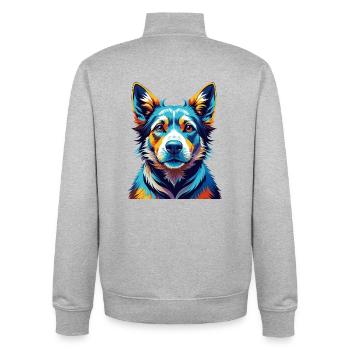 Armenische Gampr Hunderasse Bunte Karikatur Kawaii - Unisex Organic Zip Sweatshirt von Stanley/Stella - Grau meliert - Hinten - AI Model Male 185 light (185cm)