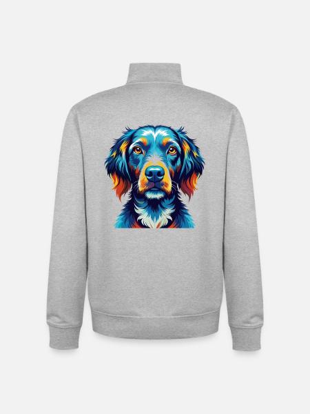 Pudelpointer Hunderasse Bunte Karikatur Kawaii - Unisex Organic Zip Sweatshirt von Stanley/Stella - Grau meliert