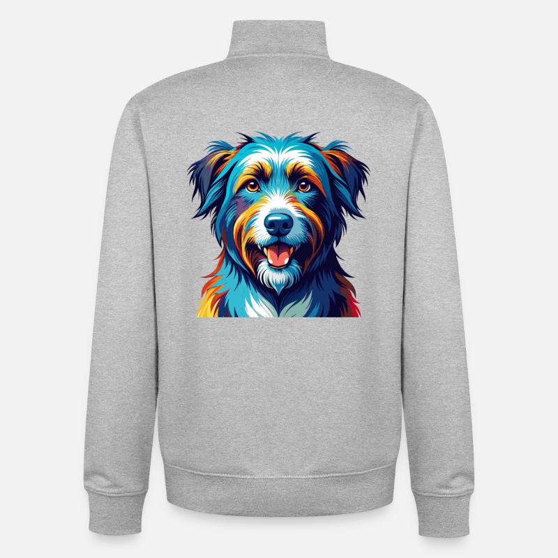 Pyrenäenschäferhund Hunderasse Karikatur Kawaii - Unisex Organic Zip Sweatshirt von Stanley/Stella - Grau meliert