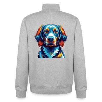 Polnische Jagdhunderasse Bunte Karikatur Kawaii - Unisex Organic Zip Sweatshirt von Stanley/Stella - Grau meliert - Hinten - AI Model Male 185 light (185cm)