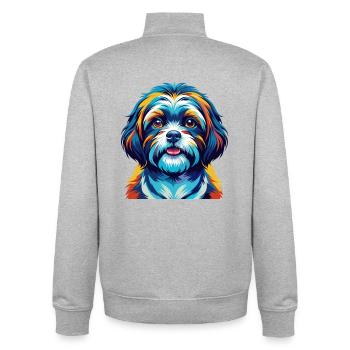 Shih Poo Hunderasse Bunte Karikatur Kawaii - Unisex Organic Zip Sweatshirt von Stanley/Stella - Grau meliert - Hinten - AI Model Male 185 light (185cm)