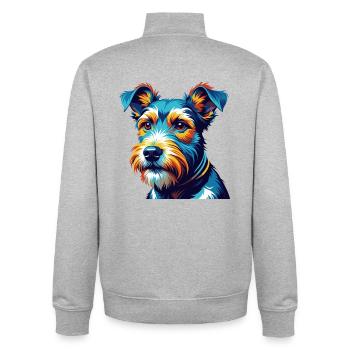 Draht Foxterrier Hunderasse Bunte Karikatur Kawaii - Unisex Organic Zip Sweatshirt von Stanley/Stella - Grau meliert - Hinten - AI Model Male 185 light (185cm)