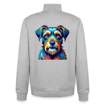 Mittelschnauze Hunderasse Bunt Karikatur Kawaii - Unisex Organic Zip Sweatshirt von Stanley/Stella - Grau meliert - Hinten - AI Model Male 185 light (185cm)