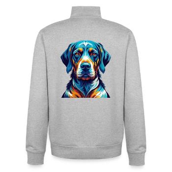 Southern Hound Dog Breed Colorful Cartoon Kawaii - Unisex Organic Zip Sweatshirt by Stanley/Stella - heather grey - Back - AI Model Male 185 light (185cm)