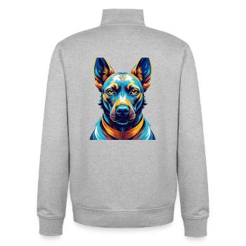 Thai Ridgeback Hunderasse Bunte Karikatur Kawaii - Unisex Organic Zip Sweatshirt von Stanley/Stella - Grau meliert - Hinten - AI Model Male 185 light (185cm)