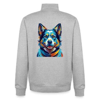 Slovensky Kopov Hunderasse Bunte Karikatur Kawaii - Unisex Organic Zip Sweatshirt von Stanley/Stella - Grau meliert - Hinten - AI Model Male 185 light (185cm)