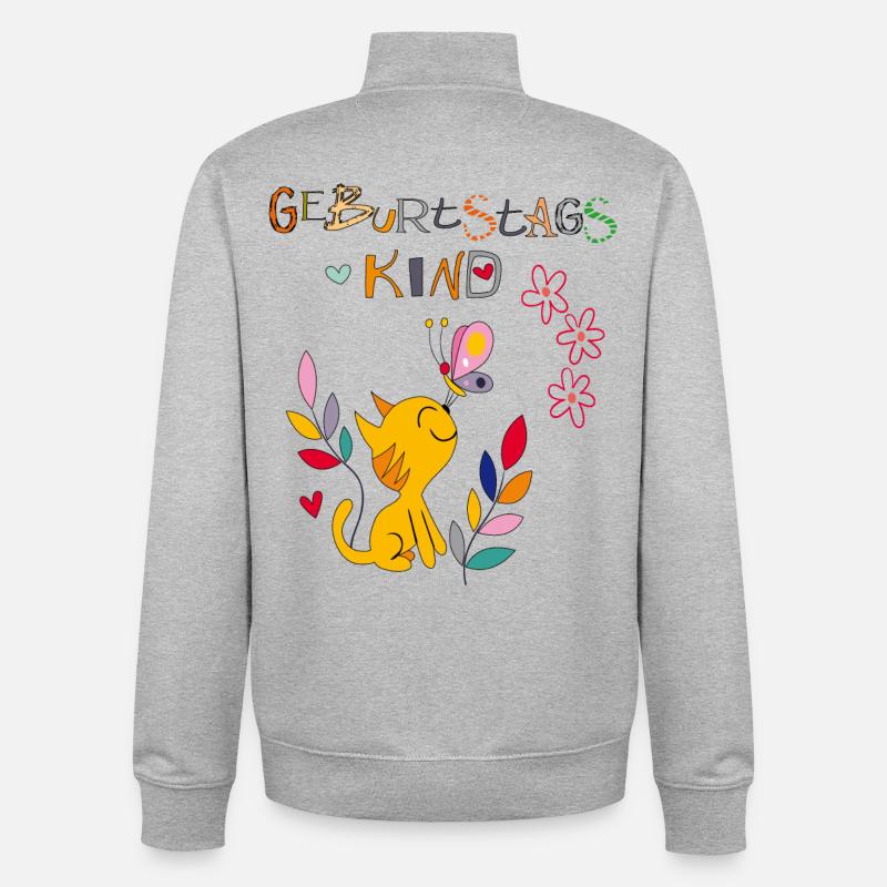 Fille d’anniversaire, joyeux anniversaire - Sweat zippé unisexe en coton bio Stanley/Stella - gris chiné