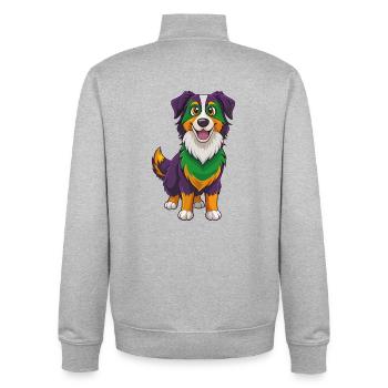 Australian Shepherd Hund Lustige Kawaii Karikatur - Unisex Organic Zip Sweatshirt von Stanley/Stella - Grau meliert - Hinten - AI Model Male 185 light (185cm)