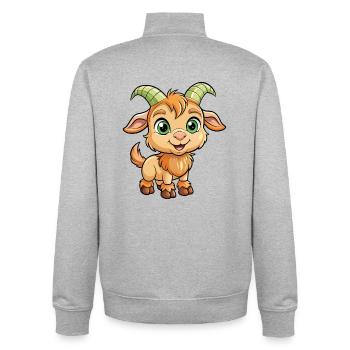 Steinbock Niedliche Zeichentrickfigur Kawaii Clipart - Unisex Organic Zip Sweatshirt von Stanley/Stella - Grau meliert - Hinten - AI Model Male 185 light (185cm)