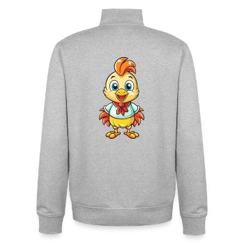 Huhn Niedliche Cartoon Figur Kawaii Clipart - Unisex Organic Zip Sweatshirt von Stanley/Stella - Grau meliert - Hinten - AI Model Male 185 light (185cm)