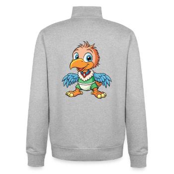 Condor Cute Cartoon Character Kawaii Clipart - Unisex Organic Zip Sweatshirt by Stanley/Stella - heather grey - Back - AI Model Male 185 light (185cm)