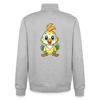 calopsitte mignon personnage de dessin animé Kawaii Clipart - Sweat zippé unisexe en coton bio Stanley/Stella - gris chiné - Dos - AI Model Male 185 light (185cm)
