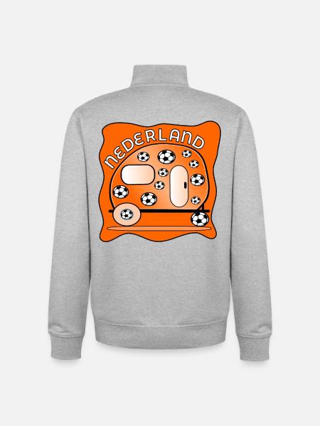NETHERLANDS CAMPING FOOTBALL - Unisex Organic Zip Sweatshirt by Stanley/Stella - heather grey