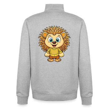 porc-épic mignon personnage de dessin animé Kawaii Clipart - Sweat zippé unisexe en coton bio Stanley/Stella - gris chiné - Dos - AI Model Male 185 light (185cm)