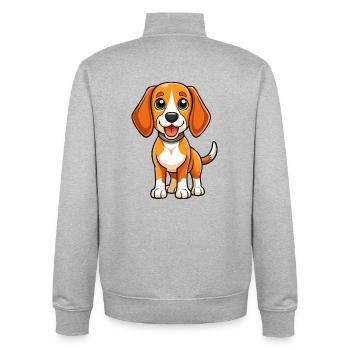 Beagle chien mignon personnage de dessin animé Kawaii Clipart - Sweat zippé unisexe en coton bio Stanley/Stella - gris chiné - Dos - AI Model Male 185 light (185cm)