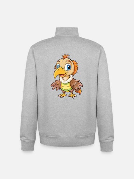 vautour mignon personnage de dessin animé Kawaii Clipart - Sweat zippé unisexe en coton bio Stanley/Stella - gris chiné
