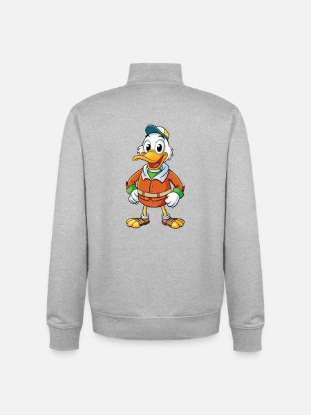 Shoveler Mignon Personnage De Dessin Animé Kawaii Clipart - Sweat zippé unisexe en coton bio Stanley/Stella - gris chiné