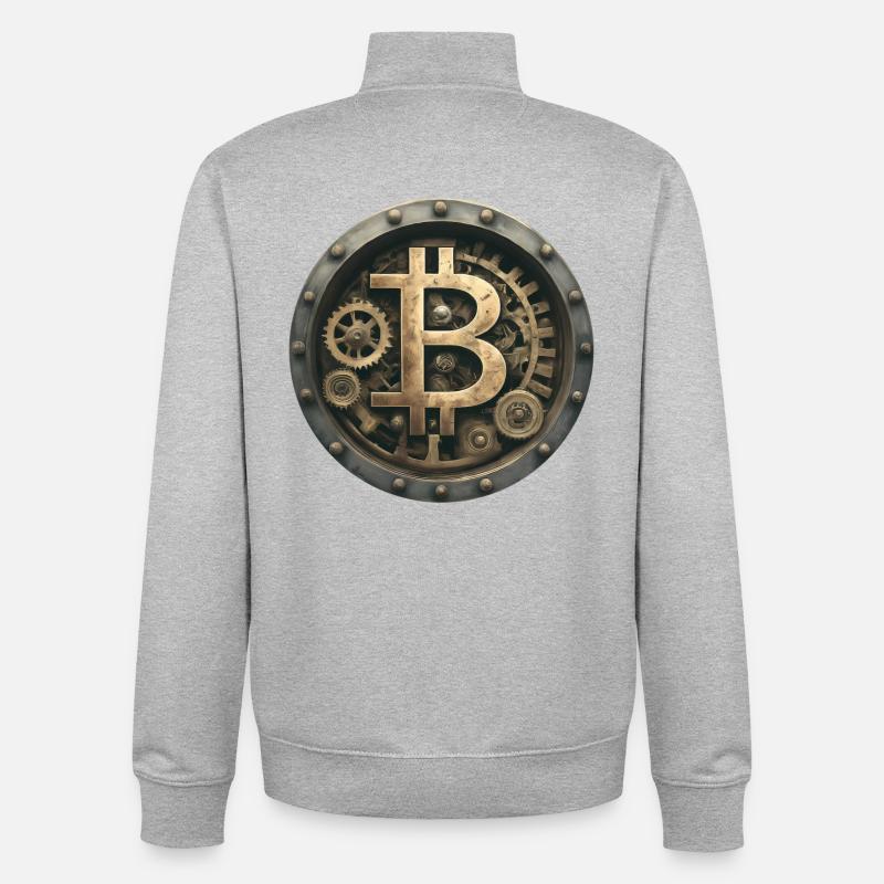 La machine Bitcoin - Sweat zippé unisexe en coton bio Stanley/Stella - gris chiné