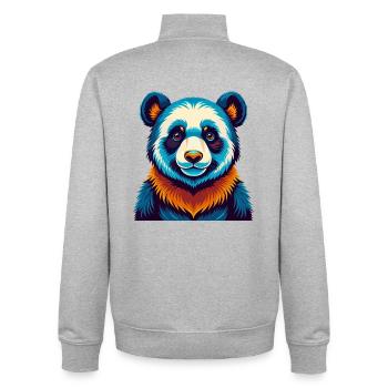 Panda Bunte Kawaii Cartoon Figur Clipart - Unisex Organic Zip Sweatshirt von Stanley/Stella - Grau meliert - Hinten - AI Model Male 185 light (185cm)