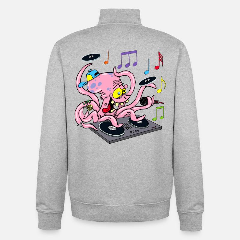 Deejay Oktopus - Unisex Organic Zip Sweatshirt von Stanley/Stella - Grau meliert
