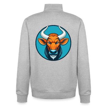 Bongo Niedliche Kawaii Cartoon Clipart Tier Haustier Logo - Unisex Organic Zip Sweatshirt von Stanley/Stella - Grau meliert - Hinten - AI Model Male 185 light (185cm)