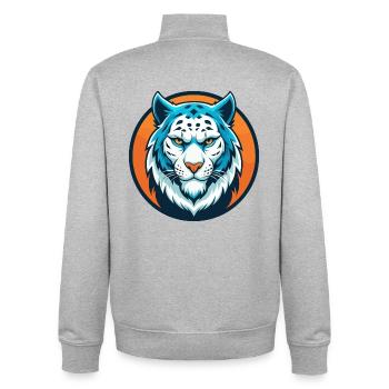 Snow Leopard Cute Kawaii Cartoon Animal Pet Logo - Unisex Organic Zip Sweatshirt by Stanley/Stella - heather grey - Back - AI Model Male 185 light (185cm)