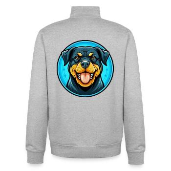 Rottweiler Hund Bunte Kawaii Zeichentrickfigur - Unisex Organic Zip Sweatshirt von Stanley/Stella - Grau meliert - Hinten - AI Model Male 185 light (185cm)