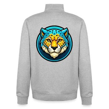 Cheetah Colorful Kawaii Cartoon Character Clipart - Unisex Organic Zip Sweatshirt by Stanley/Stella - heather grey - Back - AI Model Male 185 light (185cm)