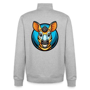Okapi Colorful Kawaii Cartoon Character Clipart - Unisex Organic Zip Sweatshirt by Stanley/Stella - heather grey - Back - AI Model Male 185 light (185cm)