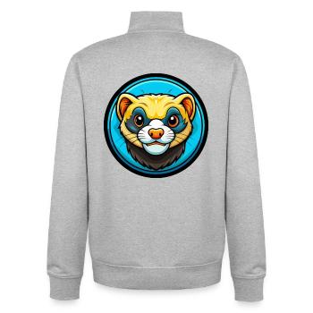 Ferret Colorful Kawaii Cartoon Character Clipart - Unisex Organic Zip Sweatshirt by Stanley/Stella - heather grey - Back - AI Model Male 185 light (185cm)