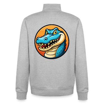 Crocodile Colorful Kawaii Cartoon Character Animal - Unisex Organic Zip Sweatshirt by Stanley/Stella - heather grey - Back - AI Model Male 185 light (185cm)