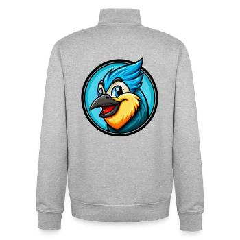 Jay Bird Bunte Kawaii Cartoon Figur Clipart - Unisex Organic Zip Sweatshirt von Stanley/Stella - Grau meliert - Hinten - AI Model Male 185 light (185cm)