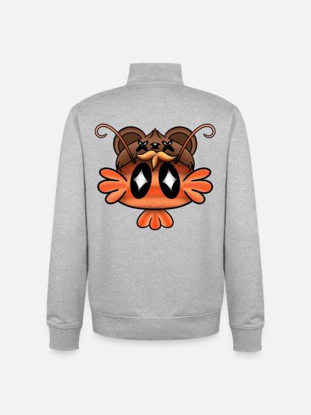 Shrimp with a bear's cap - Unisex Organic Zip Sweatshirt by Stanley/Stella - heather grey