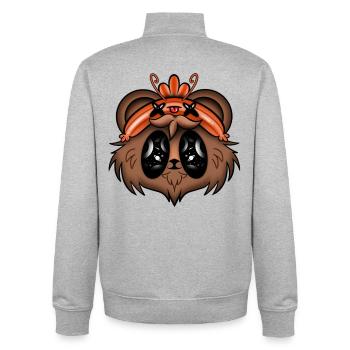 Der Bär mit der Garnelenkappe - Unisex Organic Zip Sweatshirt von Stanley/Stella - Grau meliert - Hinten - AI Model Male 185 light (185cm)