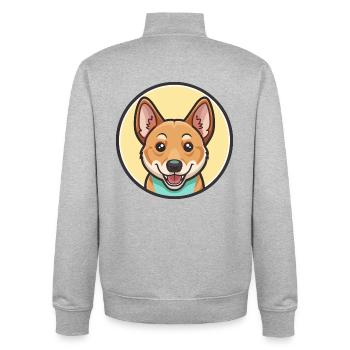 Carolina Chien Race Coloré Dessin animé Kawaii Clipart - Sweat zippé unisexe en coton bio Stanley/Stella - gris chiné - Dos - AI Model Male 185 light (185cm)