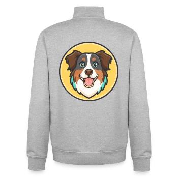 Englischer Schäferhund Rasse Karikatur Kawaii Clipart - Unisex Organic Zip Sweatshirt von Stanley/Stella - Grau meliert - Hinten - AI Model Male 185 light (185cm)