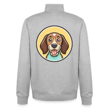 Montenegrinischer Berghund Hunderasse Lustige Karikatur - Unisex Organic Zip Sweatshirt von Stanley/Stella - Grau meliert - Hinten - AI Model Male 185 light (185cm)
