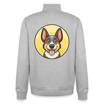 Litauische Laufhund Rasse Karikatur Kawaii Clipart - Unisex Organic Zip Sweatshirt von Stanley/Stella - Grau meliert - Hinten - AI Model Male 185 light (185cm)
