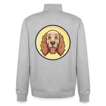 Irischer Setter Hund Rasse Cartoon Kawaii Clipart Haustier - Unisex Organic Zip Sweatshirt von Stanley/Stella - Grau meliert - Hinten - AI Model Male 185 light (185cm)