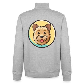 Norfolk Terrier Hunderasse Cartoon Kawaii Clipart - Unisex Organic Zip Sweatshirt von Stanley/Stella - Grau meliert - Hinten - AI Model Male 185 light (185cm)