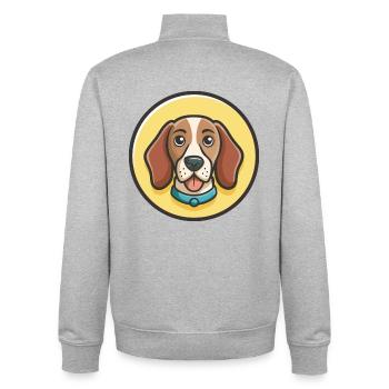 Norman Hound Chien Race Dessin animé Kawaii Clipart Animal de compagnie - Sweat zippé unisexe en coton bio Stanley/Stella - gris chiné - Dos - AI Model Male 185 light (185cm)