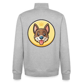 Nouvelle-Zélande Tête Chien Race Drôle Dessin Animé Kawaii - Sweat zippé unisexe en coton bio Stanley/Stella - gris chiné - Dos - AI Model Male 185 light (185cm)